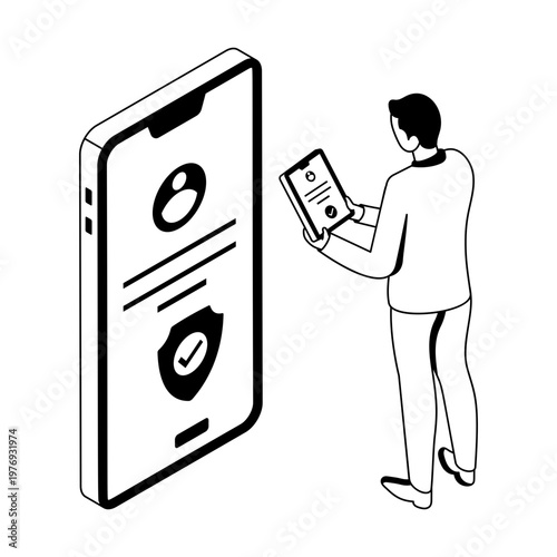 Icon depicting a press release in isometric style

