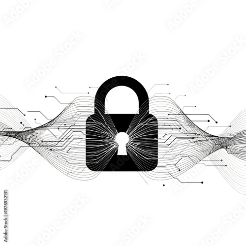 3d padlock with digital binary code security concept isolated on white