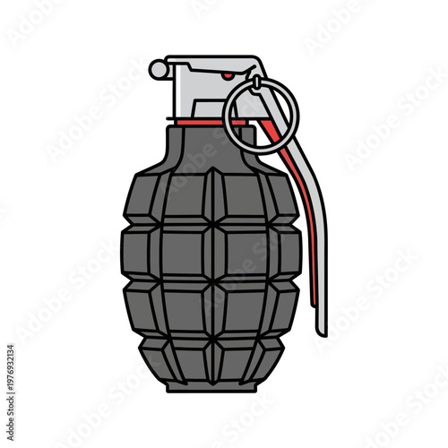 Explosive Grenade Icon, Military Weapon Illustration, Danger Symbol