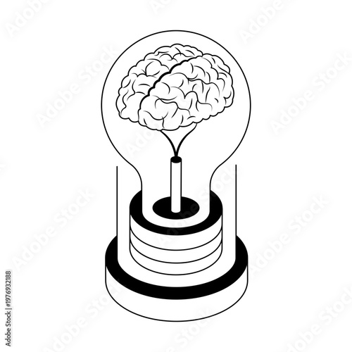 Icon depicting a creative brainstorm in isometric style
