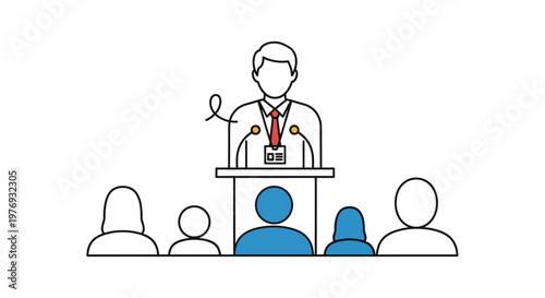 Businessman giving a presentation to audience.