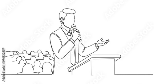 Businessman giving a presentation to audience.