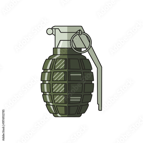 Fragmenting Hand Grenade Illustration on White Background