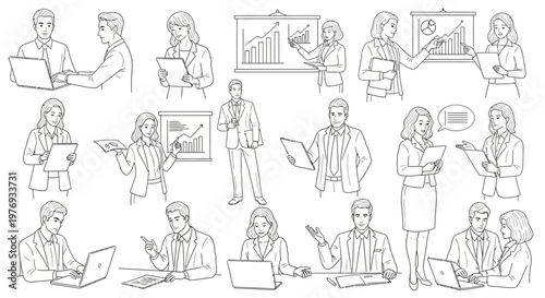 Business professionals communicating and working together.