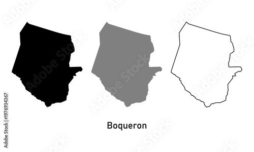 Map of Boqueron Department, a region in Paraguay. Map in black, gray, and outline