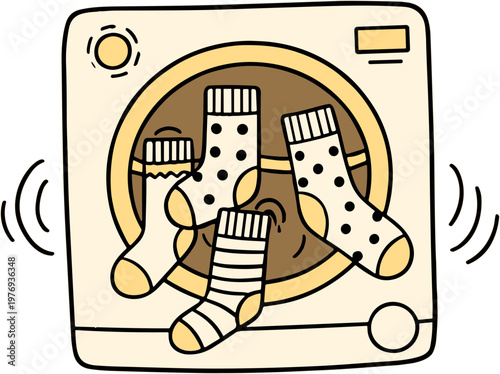 Socks in Washing Machine Illustration