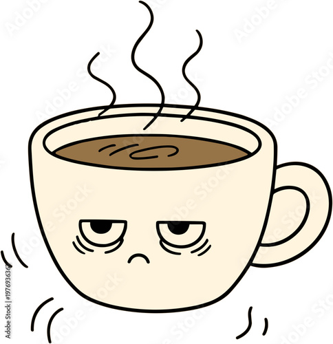 Tired Coffee Cup Illustration