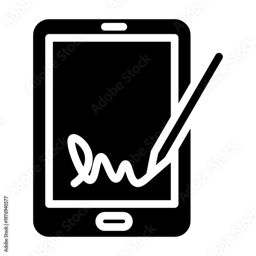 Digital Signature Vector Glyph Icon Design