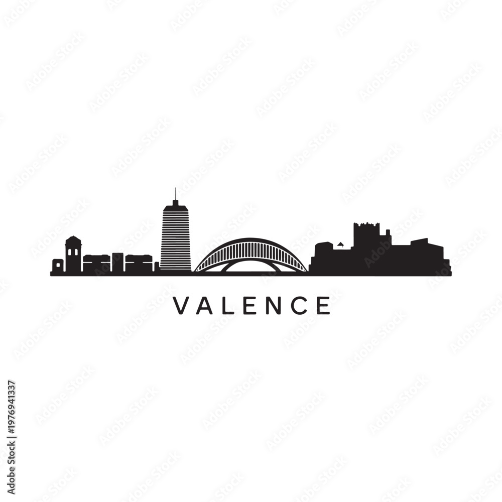 Fototapeta premium Minimalist skyline illustration of the city of valence spain