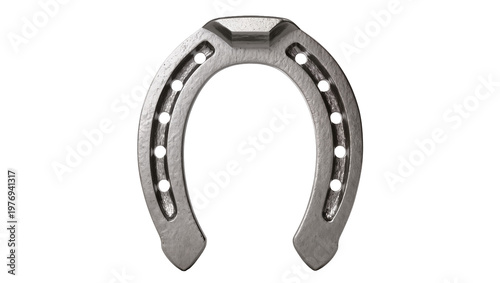 Foto Worn gray metal horseshoe with nail holes and rustic texture