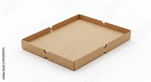Empty brown cardboard tray with raised edges against a clean white backdrop