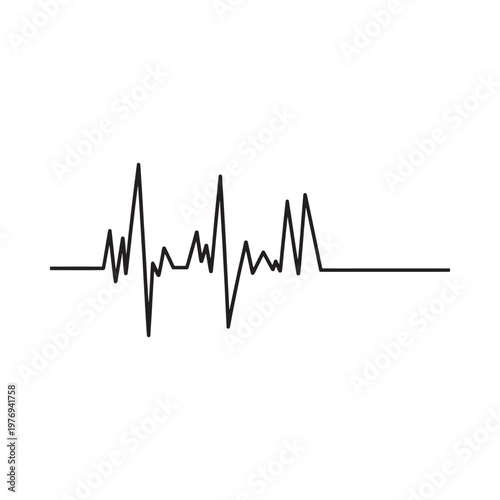 Simple electrocardiogram tracing depicting a regular heartbeat rhythm on white