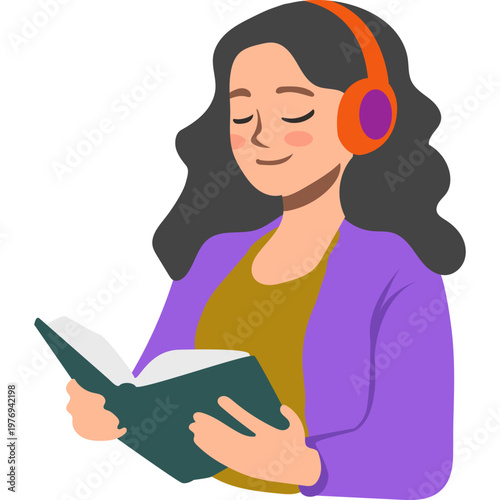 Relaxed Person Listening to Music with Headphones Illustration