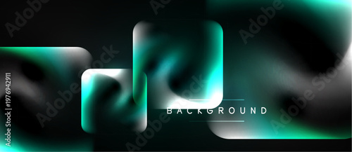 Dark abstract background. Teal glowing rectangles overlap, creating dynamic visual effect. Minimalist design, modern aesthetic.