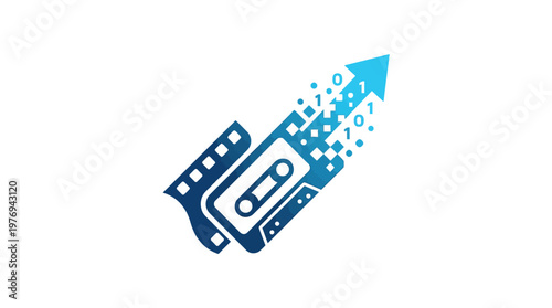 Retro Cassette Tape and Digital Data Transformation