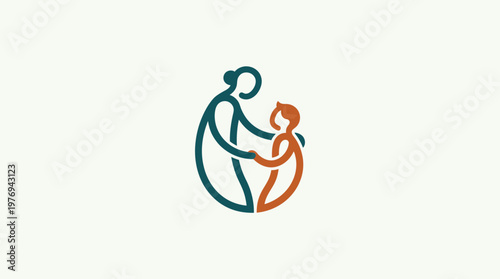 Minimalist Logo Depicting Grandmother and Grandchild