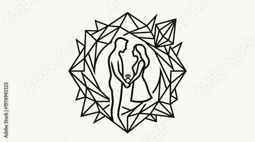 Geometric Couple Holding Hands