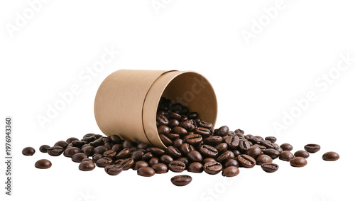Brown Cardboard Tube Spilling Roasted Coffee Beans