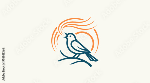 Singing Bird Logo Design on Cream Background