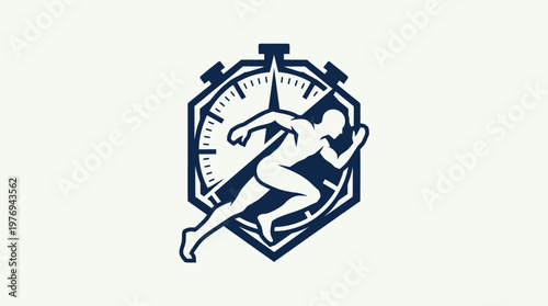 Runner and Stopwatch Logo Design