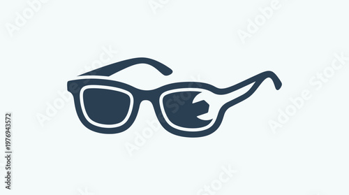 Creative Eyeglasses with a Wrench Symbol Logo Concept