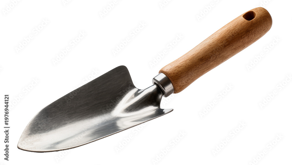 Fototapeta premium Silver Handled Garden Trowel with Wooden Handle