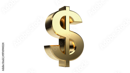 Fotografie Three dimensional golden dollar sign with embossed details