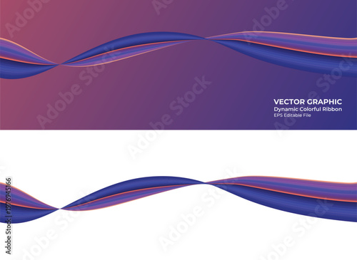 Abstract purple dynamic wave ribbon banner, Modern futuristic blue fluid flowing vector background, 3D elegant curved glowing line graphic for web