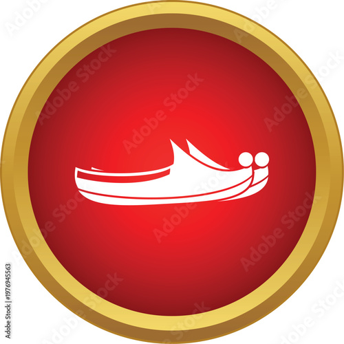 Middle eastern slipper depicting traditional footwear design on a red background