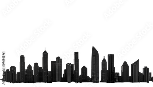 Canvas Print Denver Colorado Skyline Silhouette with Skyscrapers and Urban Buildings