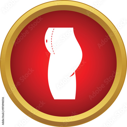 Silhouette of an abdomen with dotted lines indicating a cosmetic surgery procedure