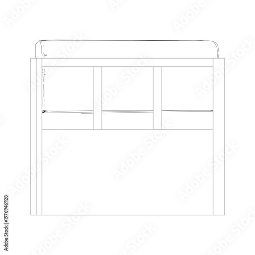 Side view outline of a day bed in modern minimalist line drawing style, highlighting a clean and simple lounging profile.