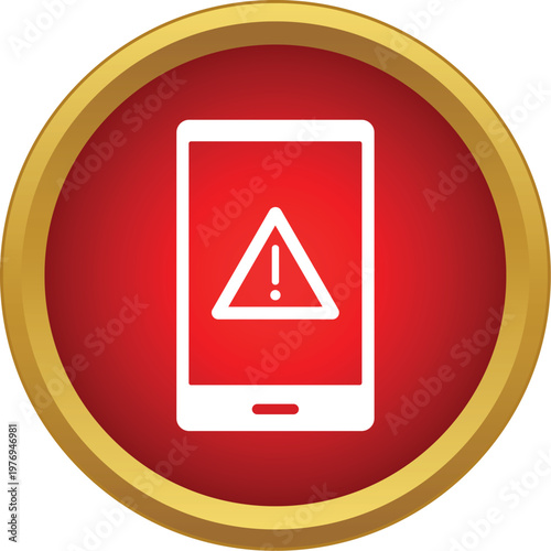 Smartphone displaying an alert message with an exclamation triangle