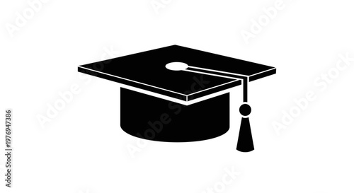 Fotografia Black graduation cap vector icon, academic mortarboard with tassel for education success