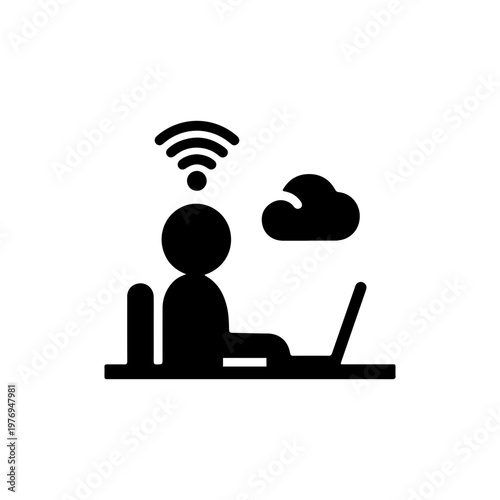 Freelance remote work icon showing digital workspace and independent online job concept Vector illustration