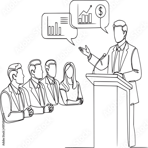 Business consultant explaining cryptocurrency and blockchain to diverse professionals in modern office