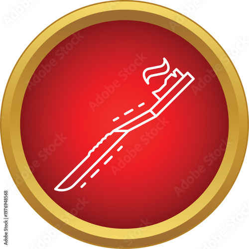 Toothbrush with toothpaste representing dental care and oral hygiene flat icon