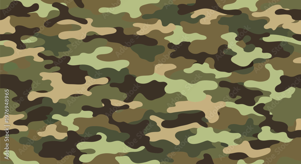 Fototapeta premium Close-up of a camouflage pattern with green, brown and tan colors