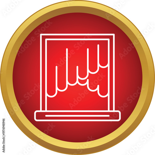 Theatre stage with closed red curtain as entertainment icon