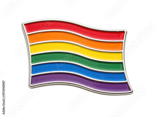 Quadro em tela Rainbow flag enamel pin symbolizing lgbtq plus pride, isolated on transparent ba