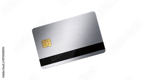Konstfotografi Brushed silver credit card with black stripe and chip