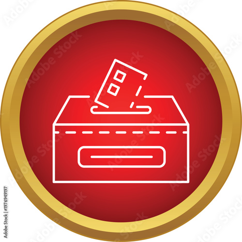 Ballot box with a voting slip entering an opening, symbolizing elections
