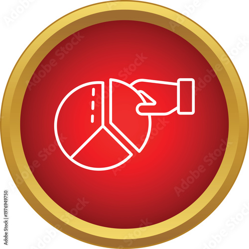 Hand taking a portion from a pie chart illustrating market share distribution