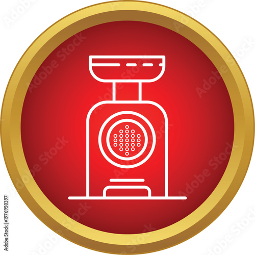 Electric meat grinder kitchen tool preparing beef for cooking