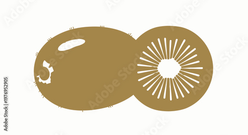 Golden kiwi fruit illustration on white background for design and concepts