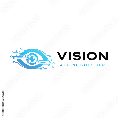 Modern Digital eye with circuit board connections for advanced vision technology data processing Logo Design