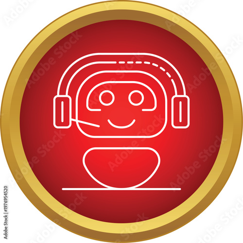 Minimalist robot headset icon symbolizing virtual customer support technology