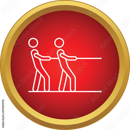 Two outline figures engaging in a tug of war, demonstrating strength and cooperation