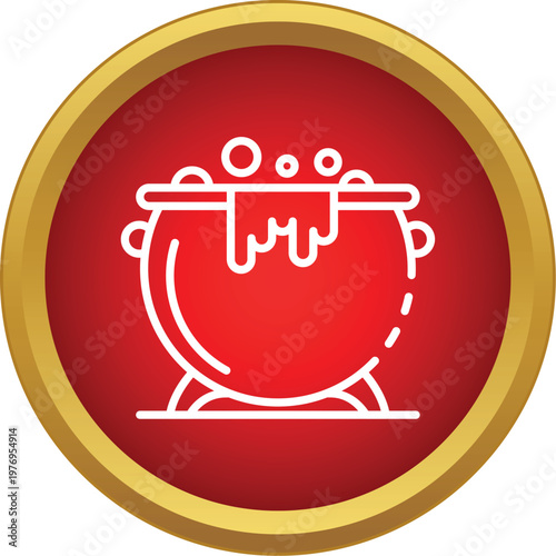 Cauldron with a bubbling red liquid creating a magical potion