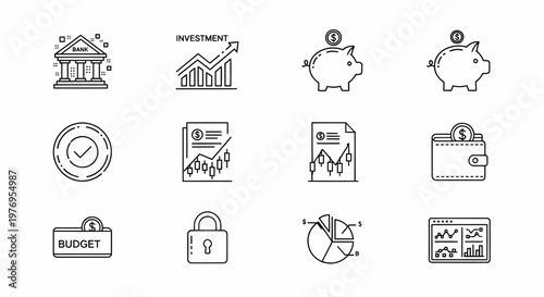 Financial icons for business and investment 1.